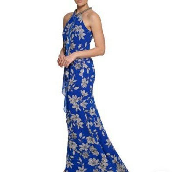 FIRM Calvin Klein Flower Pattern Halter Dress - Picture 2 of 9